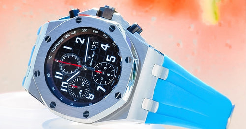 Rubber Strap for Audemars Piguet 42mm Royal Oak Offshore (Tang Buckle) - Miami Blue