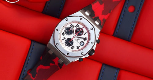 Rubber Strap for Audemars Piguet 42mm Royal Oak Offshore (Deployant Clasp) - Red Camo