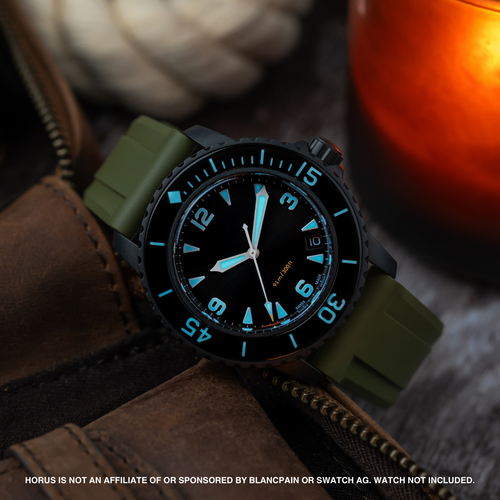 FKM Rubber Strap for Blancpain x Swatch Fifty Fathoms - Moss Green