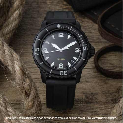 FKM Rubber Strap for Blancpain x Swatch Fifty Fathoms - Space Black