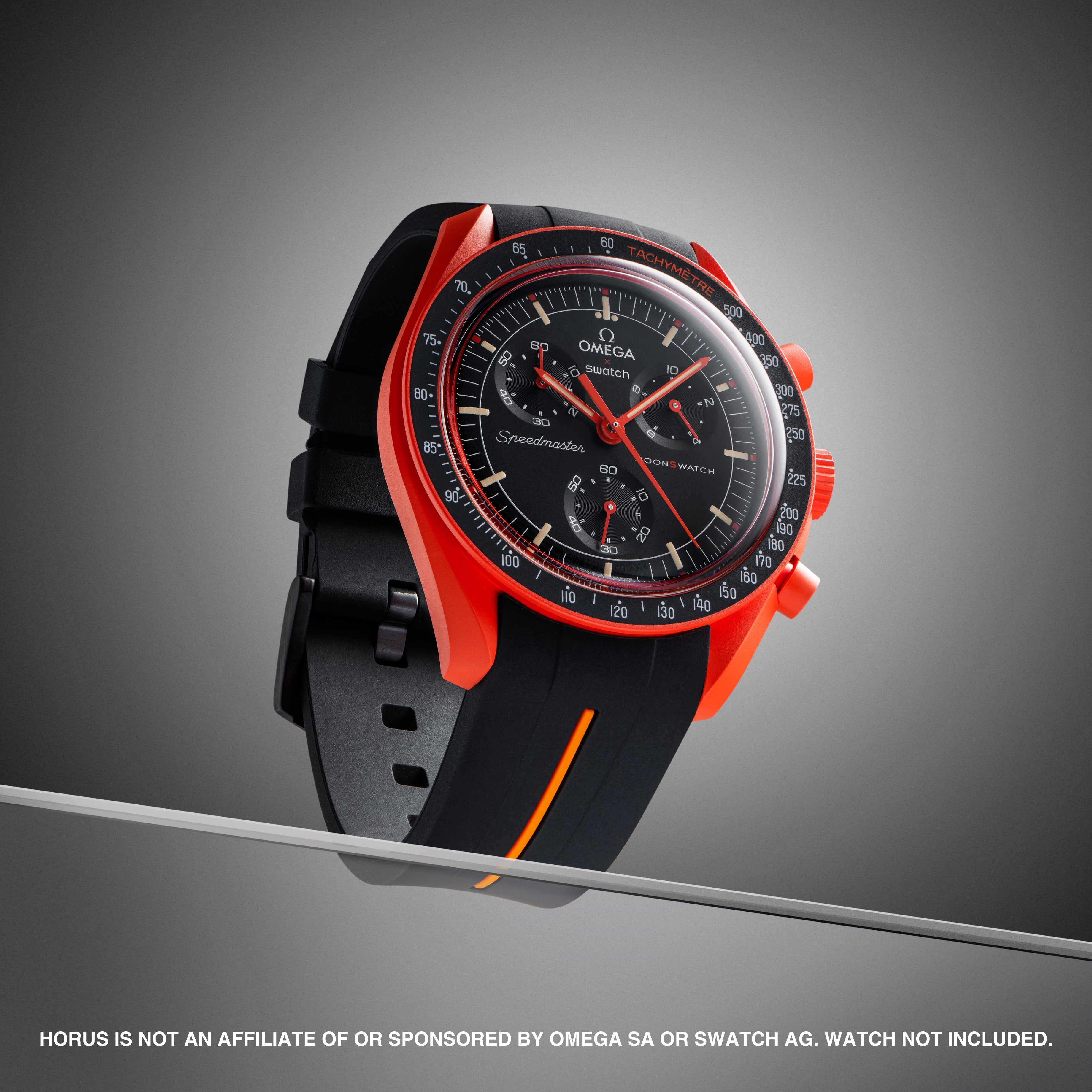 Rubber Strap for Swatch x Omega Moonswatch - Corsa Black & Orange