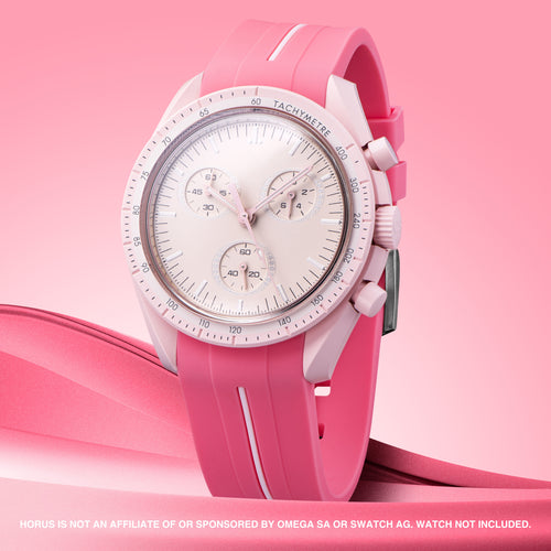 Rubber Strap for Swatch x Omega Moonswatch - Corsa Pink & White