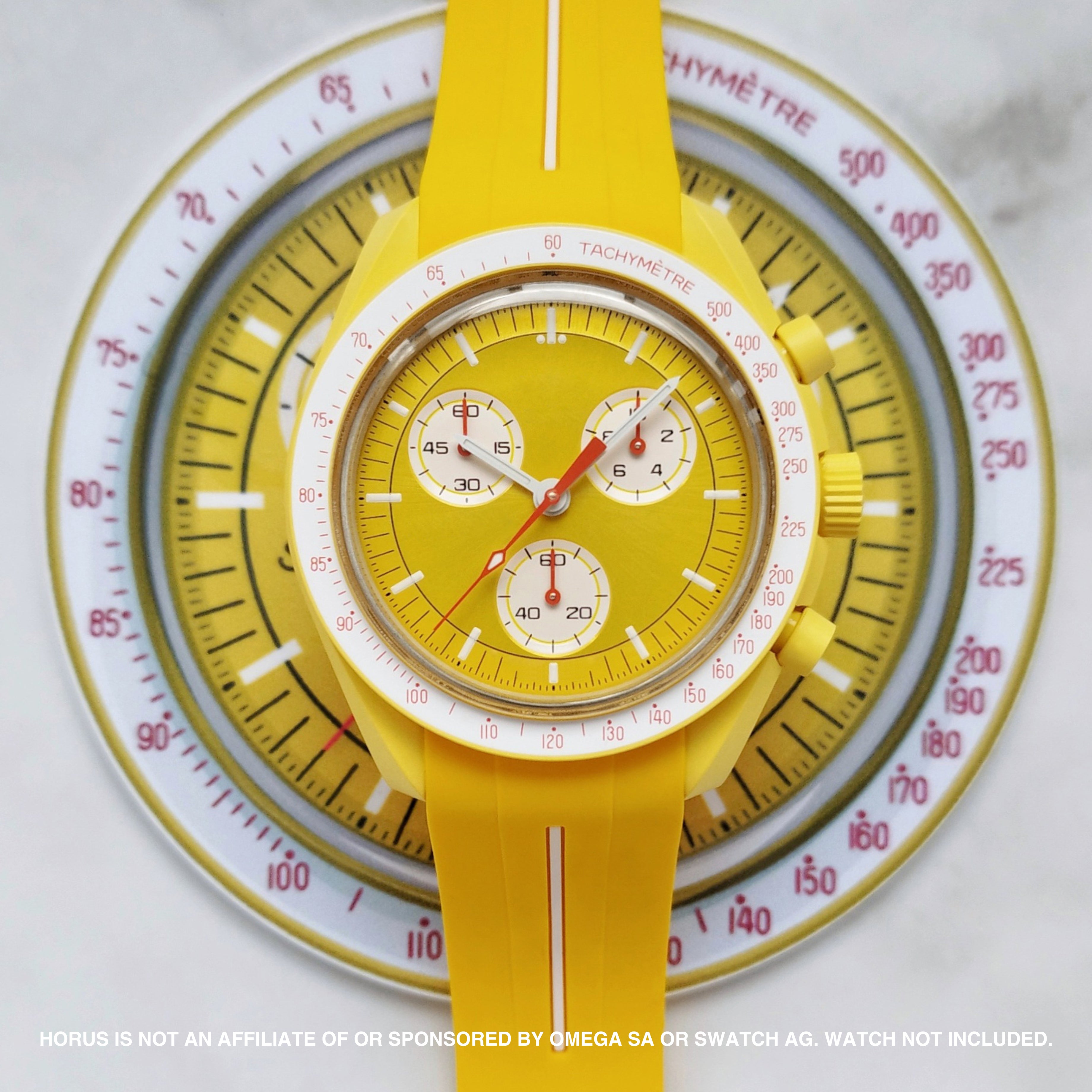 Rubber Strap for Swatch x Omega Moonswatch - Corsa Yellow & White