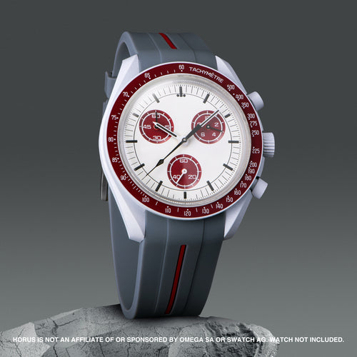 Rubber Strap for Swatch x Omega Moonswatch - Corsa Graphite & Red