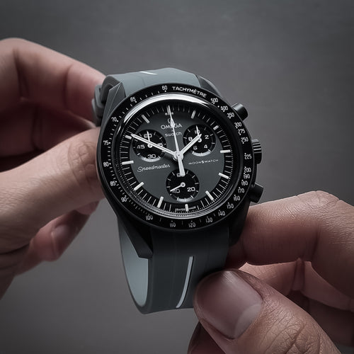 Rubber Strap for Swatch x Omega Moonswatch - Corsa Graphite & White