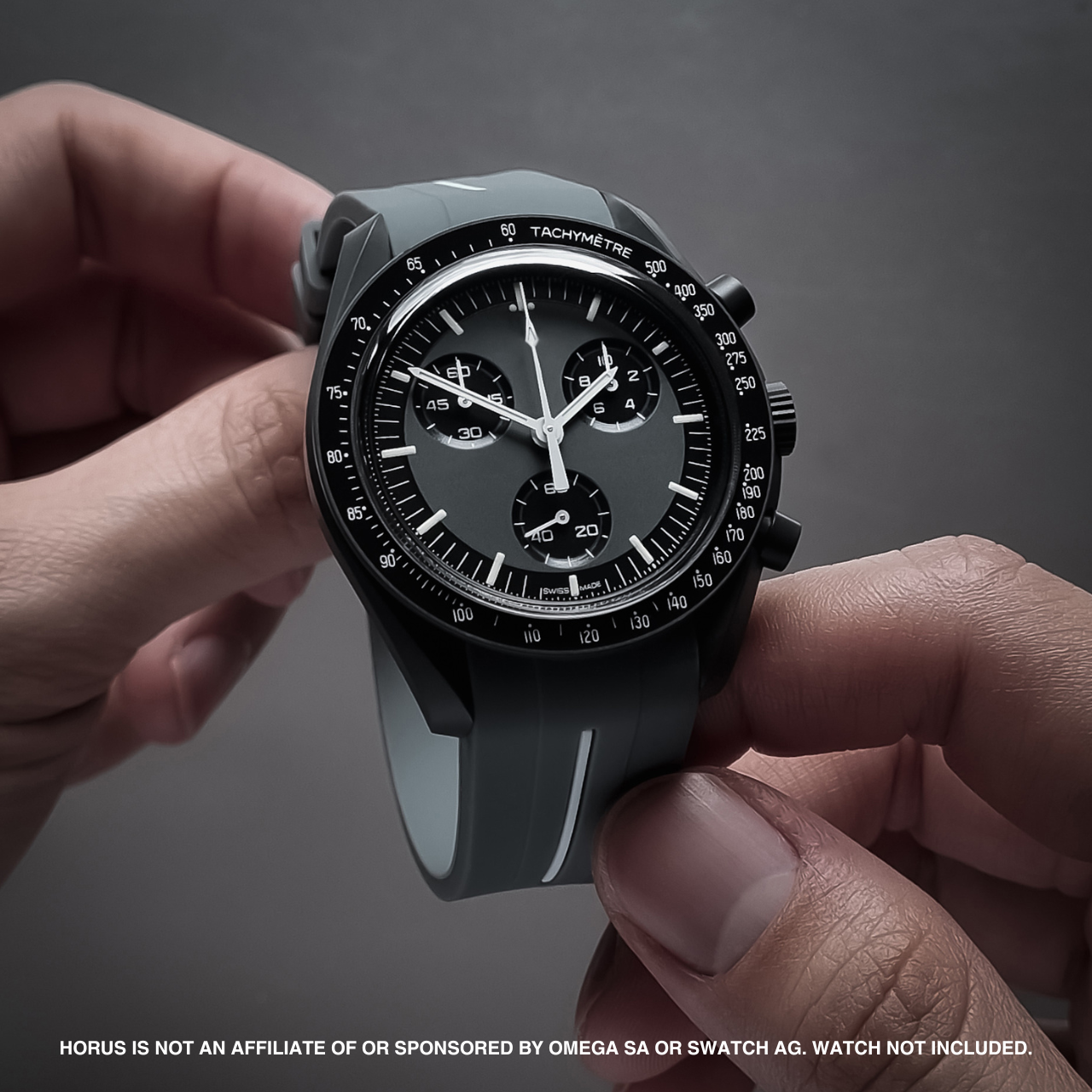 Rubber Strap for Swatch x Omega Moonswatch - Corsa Graphite & White