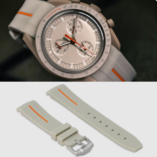 Rubber Strap for Swatch x Omega Moonswatch - Corsa Hurricane Grey & Orange