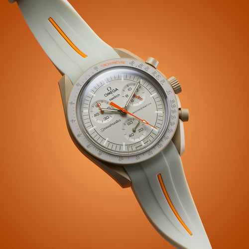 Rubber Strap for Swatch x Omega Moonswatch - Corsa Hurricane Grey & Orange