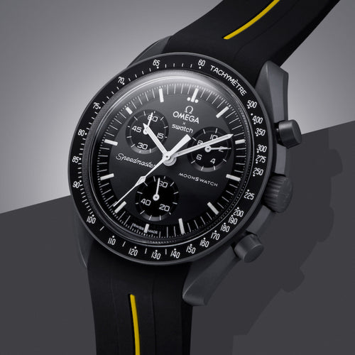 Rubber Strap for Swatch x Omega Moonswatch - Corsa Black & Yellow