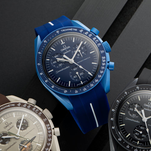 Rubber Strap for Swatch x Omega Moonswatch - Corsa Navy & White