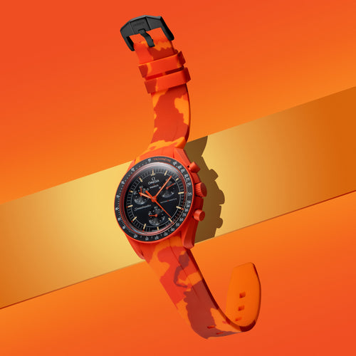 Rubber Strap for Swatch x Omega Moonswatch - Orange Camo