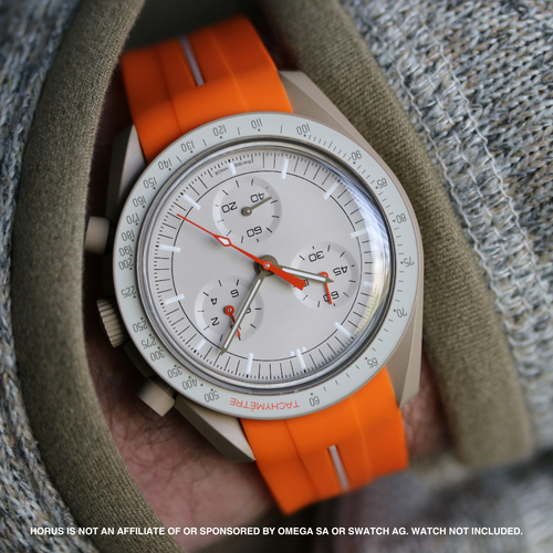 Rubber Strap for Swatch x Omega Moonswatch - Corsa Orange & Hurricane Grey