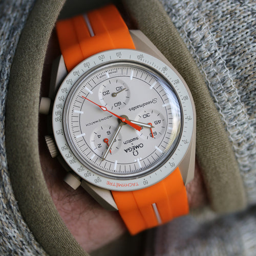 Rubber Strap for Swatch x Omega Moonswatch - Corsa Orange & Hurricane Grey