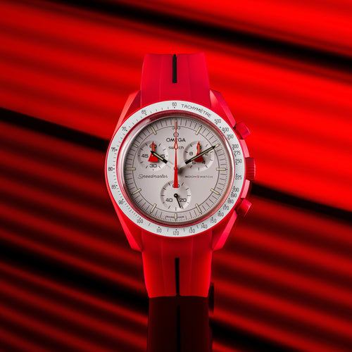 Rubber Strap for Swatch x Omega Moonswatch - Corsa Red & Black