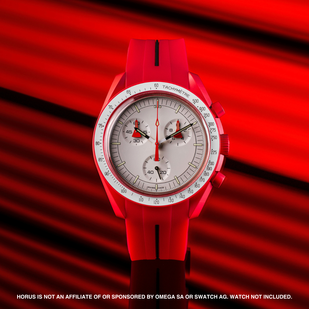 Rubber Strap for Swatch x Omega Moonswatch - Corsa Red & Black