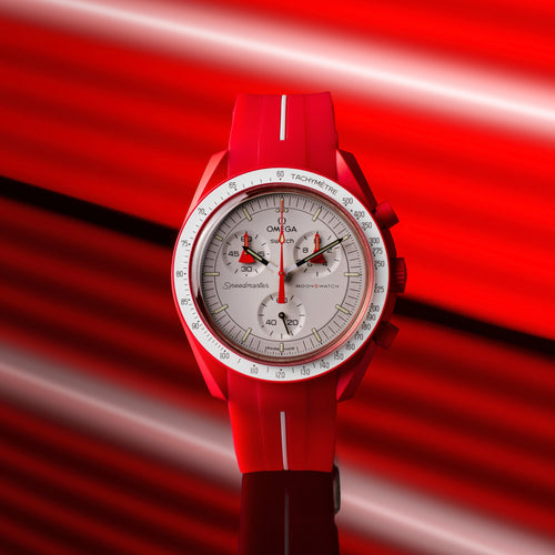 Rubber Strap for Swatch x Omega Moonswatch - Corsa Red & White