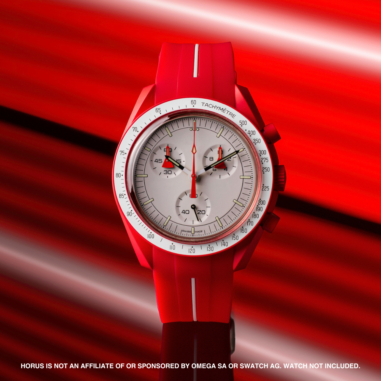 Rubber Strap for Swatch x Omega Moonswatch - Corsa Red & White