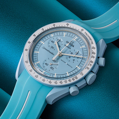 Rubber Strap for Swatch x Omega Moonswatch - Corsa Seafoam & White