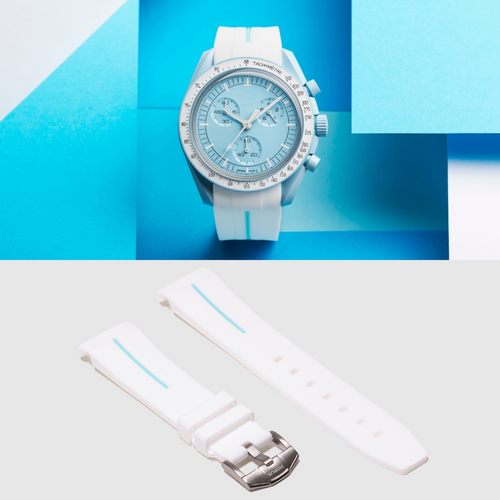 Rubber Strap for Swatch x Omega Moonswatch - Corsa White & Seafoam