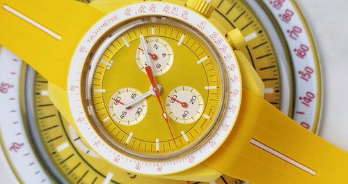 Rubber Strap for Swatch x Omega Moonswatch - Corsa Yellow & White