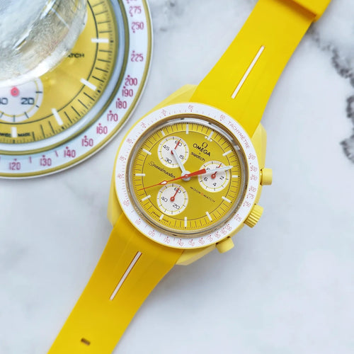 Rubber Strap for Swatch x Omega Moonswatch - Corsa Yellow & White