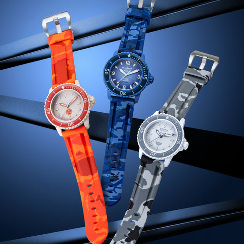 Rubber Strap for Blancpain x Swatch Fifty Fathoms - Orange Camo