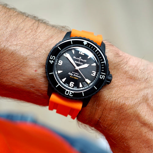 Rubber Strap for Blancpain x Swatch Fifty Fathoms - Tangerine Orange