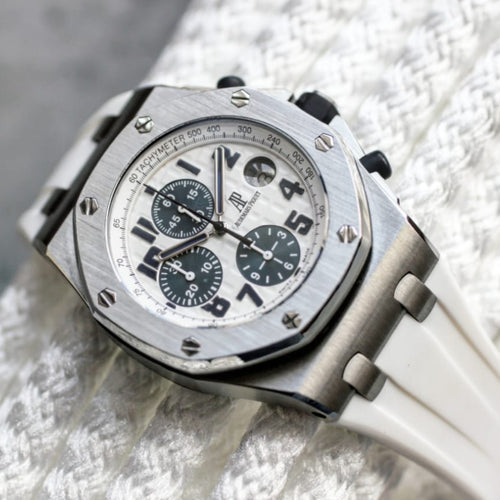 Rubber Strap for Audemars Piguet 42mm Royal Oak Offshore (Deployant Clasp) - Arctic White