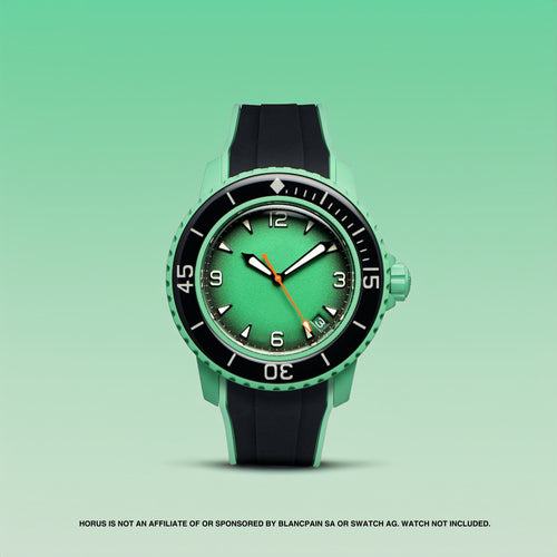 FKM Integrated Rubber Strap for Blancpain x Swatch Fifty Fathoms - Black & Green