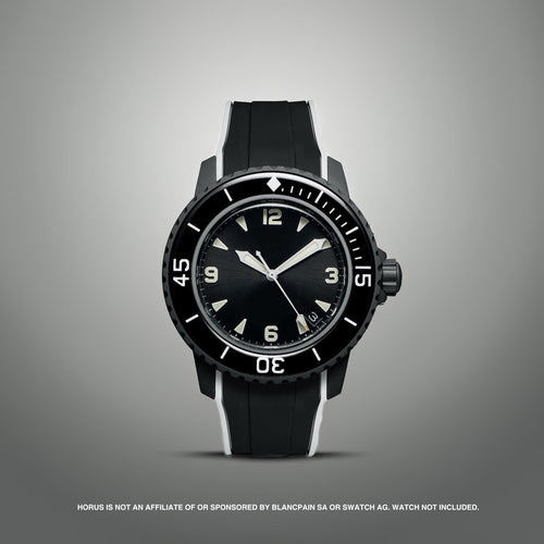 FKM Integrated Rubber Strap for Blancpain x Swatch Fifty Fathoms - Black & White