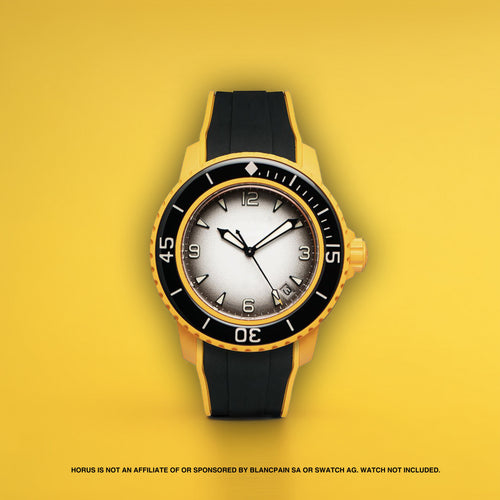 FKM Integrated Rubber Strap for Blancpain x Swatch Fifty Fathoms - Black & Yellow