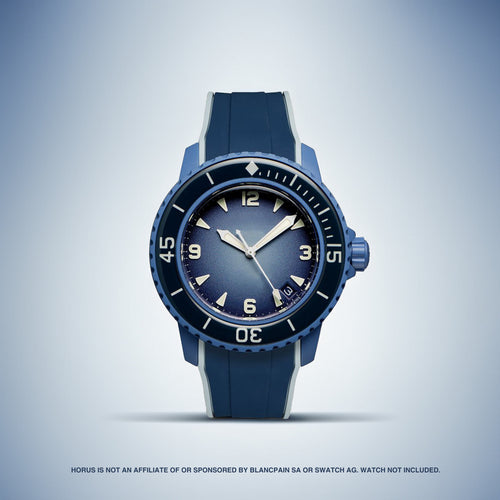 FKM Integrated Rubber Strap for Blancpain x Swatch Fifty Fathoms - Blue & Light Blue