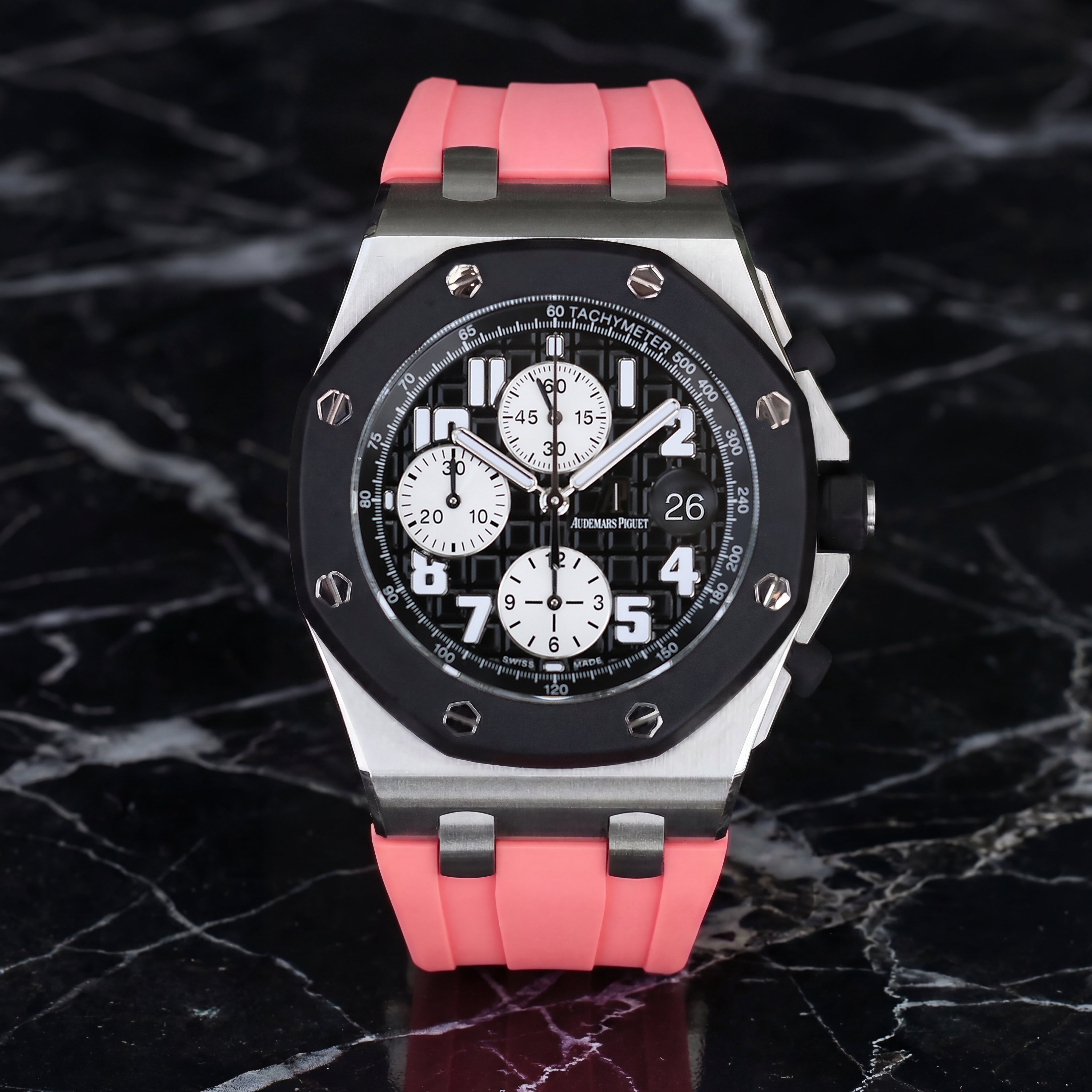 Audemars Piguet Royal Oak Offshore 42mm on Flamingo Pink Rubber Horus Strap with Deployant Clasp