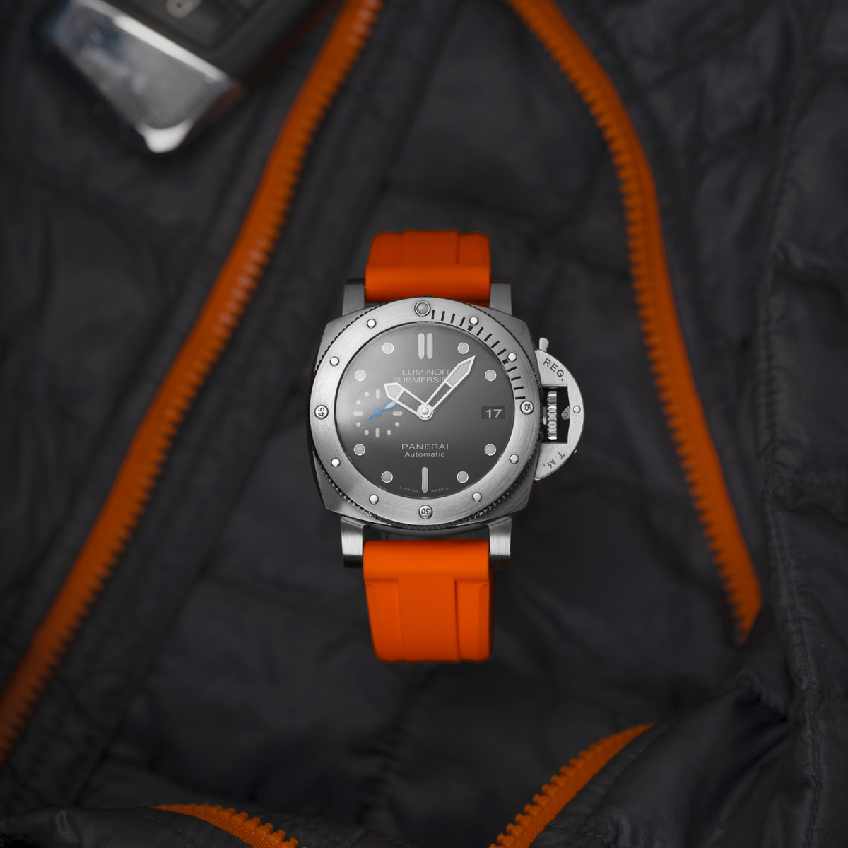 FKM Rubber Strap for Panerai Submersible - Citrus Orange