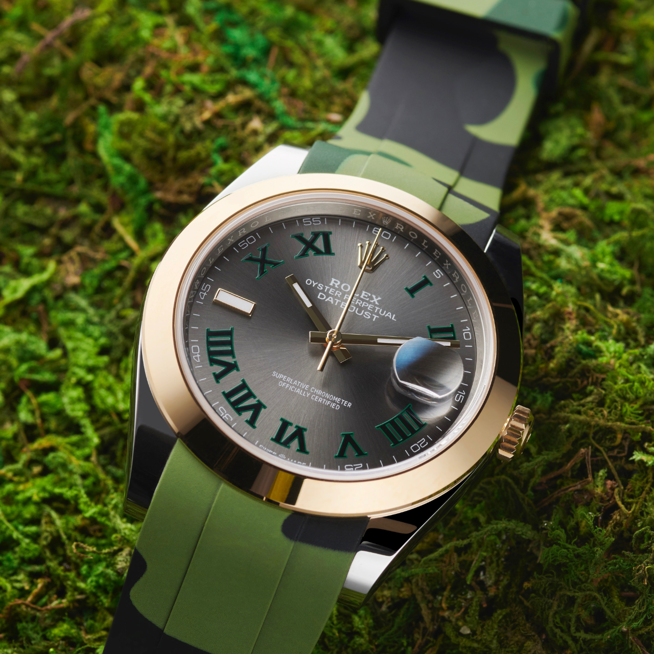Rubber Strap for Rolex Datejust 41 - Green Camo