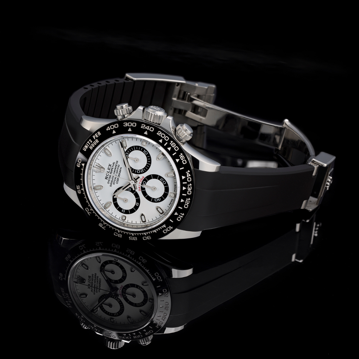 FKM Rubber Strap for Rolex Daytona on Bracelet - Space Black