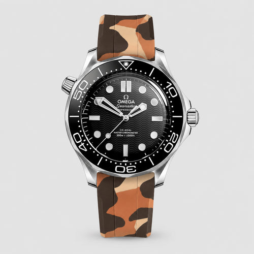 FKM Rubber Strap for Omega Seamaster - Desert Camo