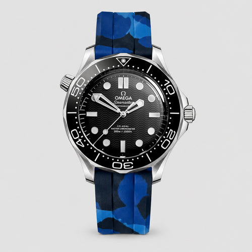 FKM Rubber Strap for Omega Seamaster - Deep Blue Camo
