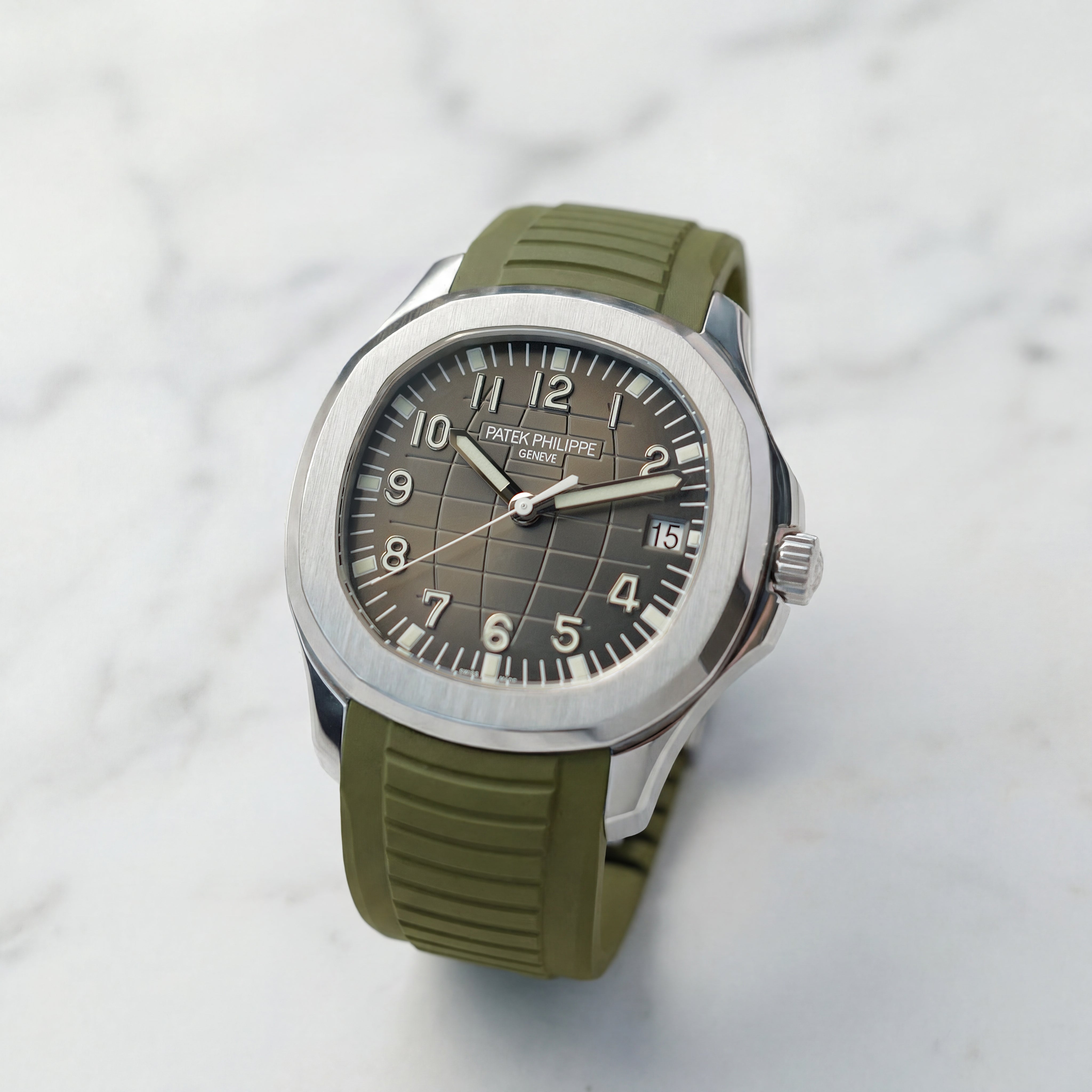 Patek Philippe Aquanaut 5167A on Moss Green Rubber Horus Strap