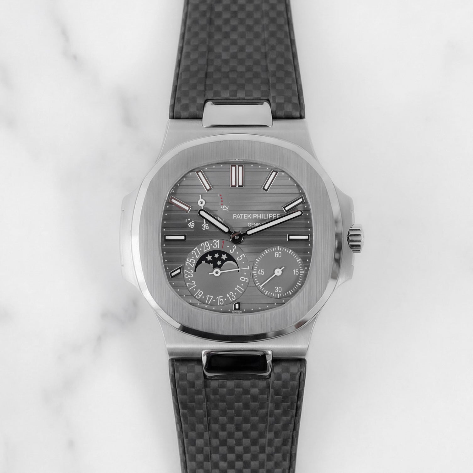 Patek Philippe Nautilus on Carbon Fiber FKM Rubber Horus Strap