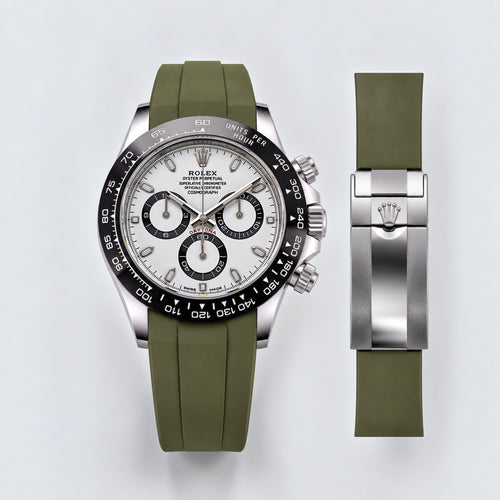 FKM Rubber Strap for Rolex Daytona on Bracelet - Moss Green