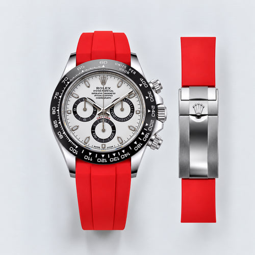 FKM Rubber Strap for Rolex Daytona on Bracelet - Heat Red