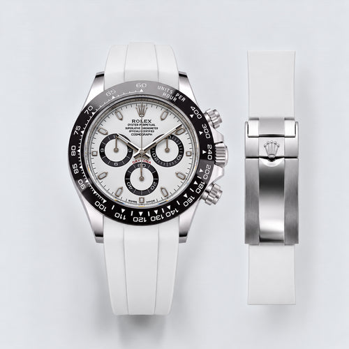 FKM Rubber Strap for Rolex Daytona on Bracelet - Polar White