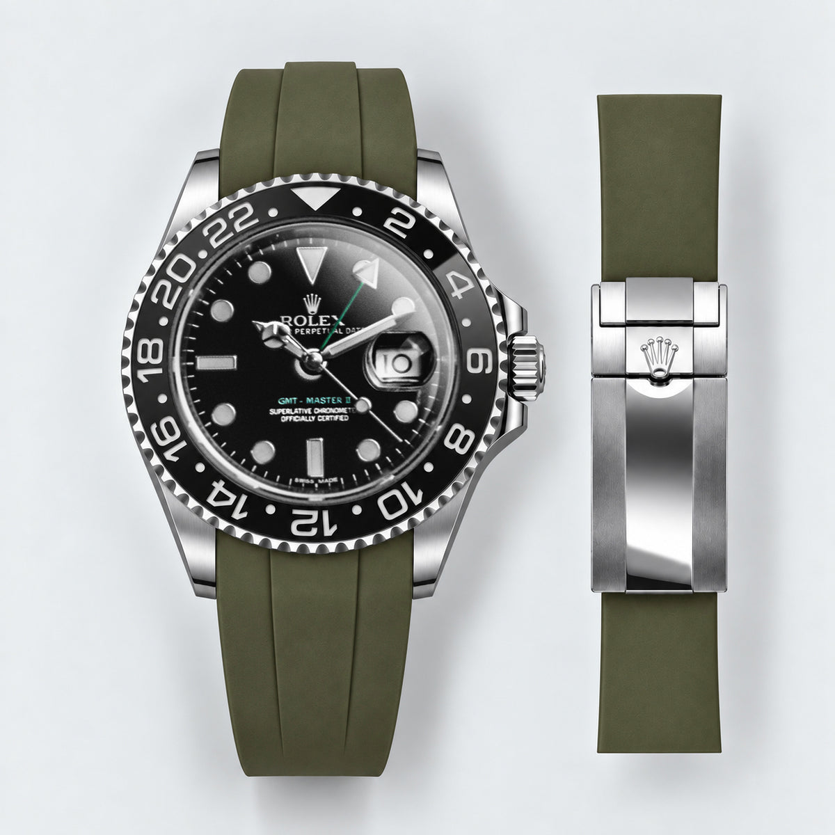 FKM Rubber Strap for Rolex GMT-Master II - Moss Green
