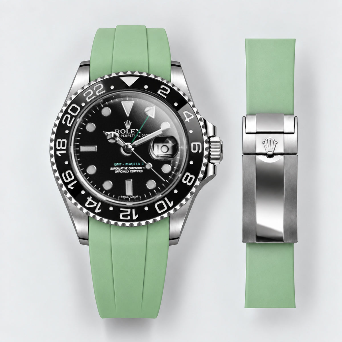 FKM Rubber Strap for Rolex GMT-Master II - Sage Green