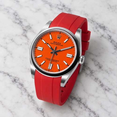 Rubber Strap for Rolex Oyster Perpetual - Heat Red