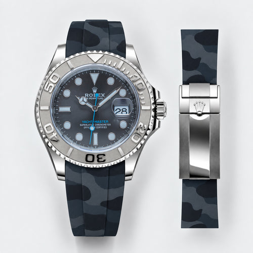 FKM Rubber Strap for Rolex Yacht-Master on Bracelet - Carbon Camo