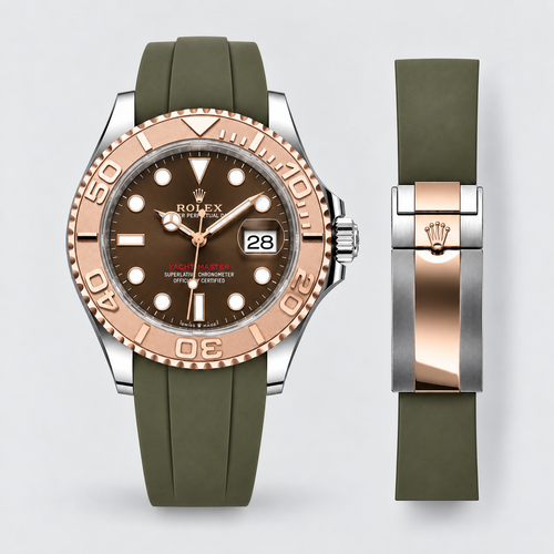 FKM Rubber Strap for Rolex Yacht-Master on Bracelet - Moss Green