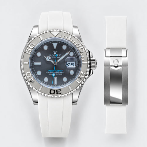 FKM Rubber Strap for Rolex Yacht-Master on Bracelet - Polar White