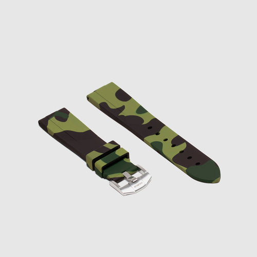 20mm Lug Width Rubber Strap - Green Camo